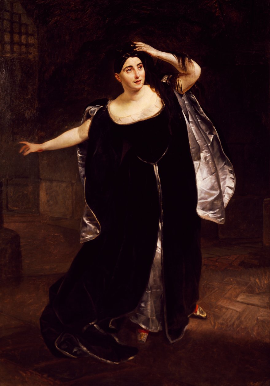 Giuditta Pasta (1797-1865), soprano italiano, na cena louca de Anna Bolena, da ópera de Gaetano Donizetti de Karl Pavlovich Bryullov