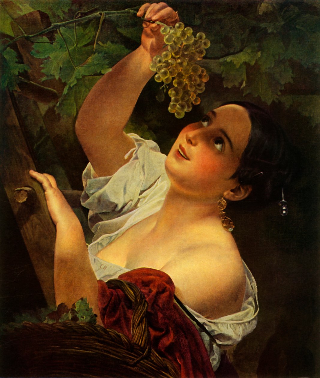 Meio-dia italiano, garota italiana colhendo uvas de Karl Pavlovich Bryullov