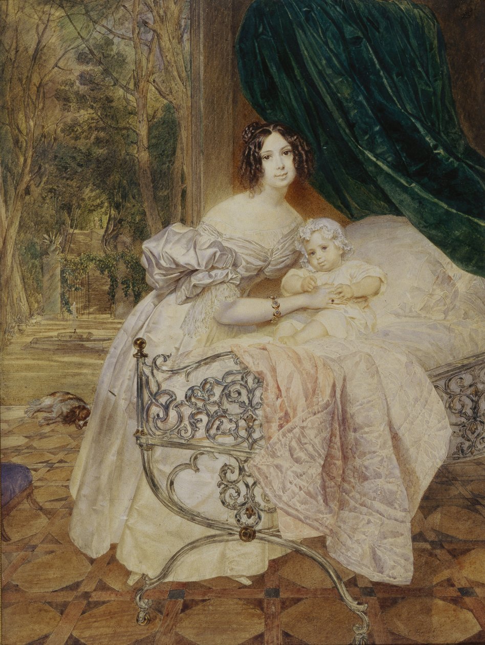 Retrato de Maria Buteneva com a filha Maria, 1835 de Karl Pavlovich Bryullov