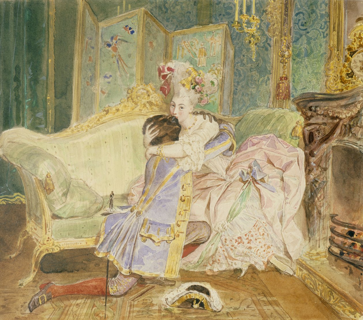 Rendezvous. Ilustração do romance Peter the Greats Black de A. Pushkin, 1847-1849 de Karl Pavlovich Bryullov