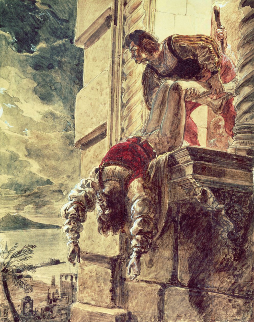 O assassinato do Príncipe André da Hungria a pedido da Rainha Joana I de Nápoles de Karl Pavlovich Bryullov