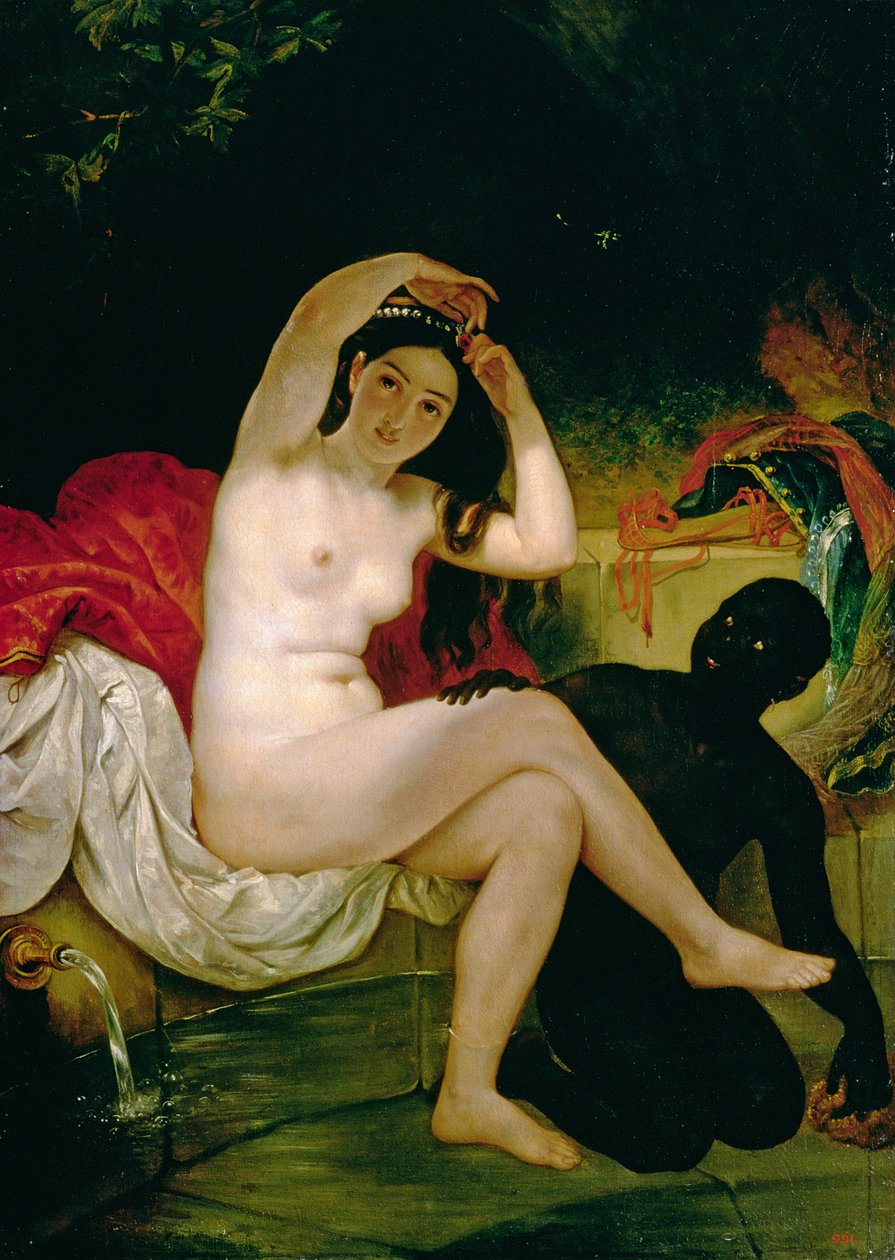 Virsavia, ou Banho com um Escravo Negro (óleo sobre tela) de Karl Pavlovich Bryullov