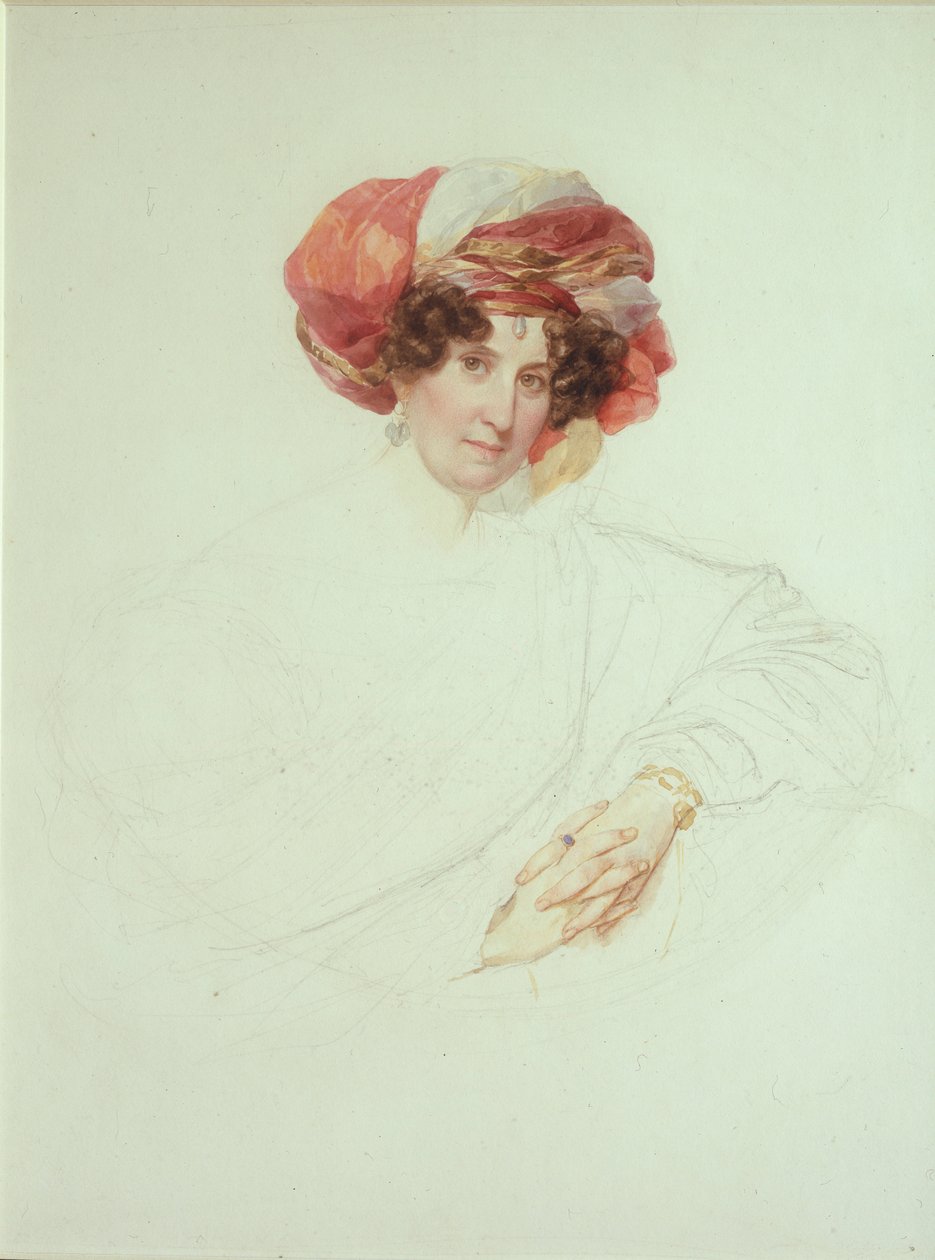 Mulher no turbante. Retrato da condessa Maria Grigoryevna Razumovskaya 1772-1865, née Vyazemskaya, 1827-1830 de Karl Pavlovich Bryullov