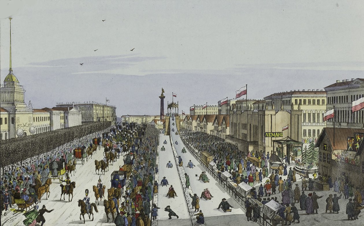 Festas públicas na Praça do Almirantado em São Petersburgo, primeira metade do século XIX. de Karl Petrovich Beggrov