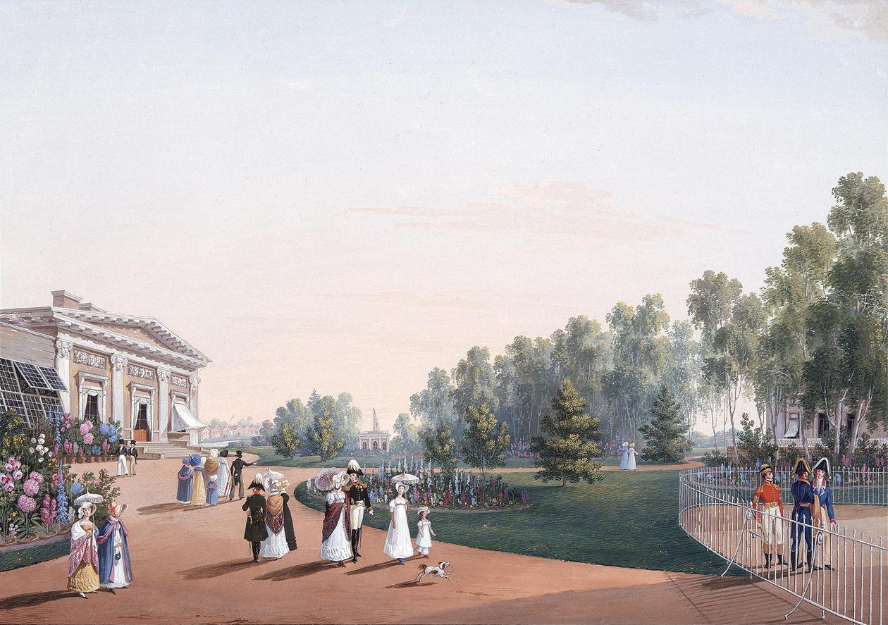 A vista do parque perto do Palácio Yelagin, 1823 de Karl Petrovich Beggrov