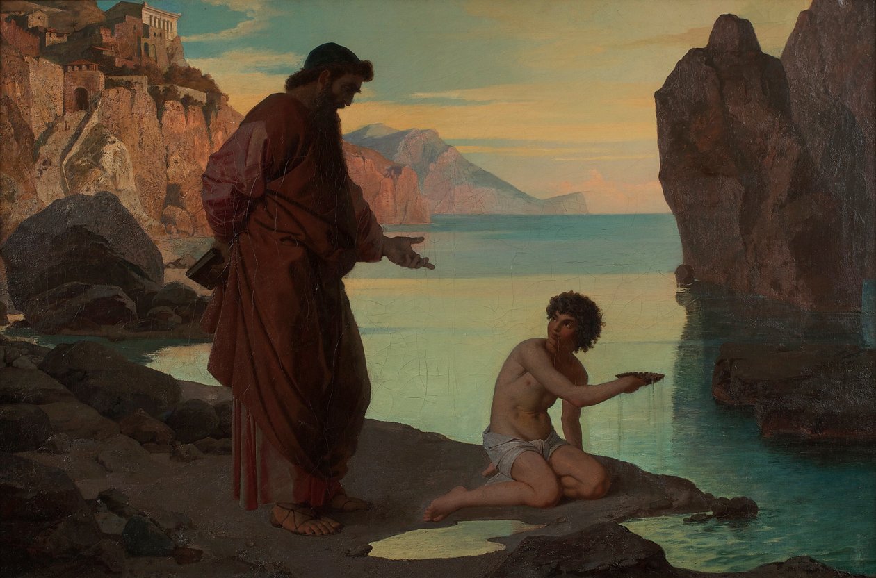 Santo Agostinho com meninos no mar de Karl Schönbrunner