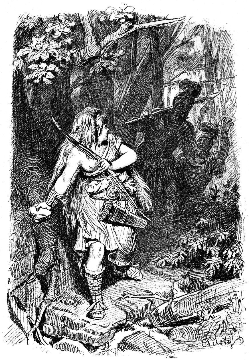 Uma donzela de Teuton perseguida por Romanos, c1880-1882 de Karl Theodor von Piloty