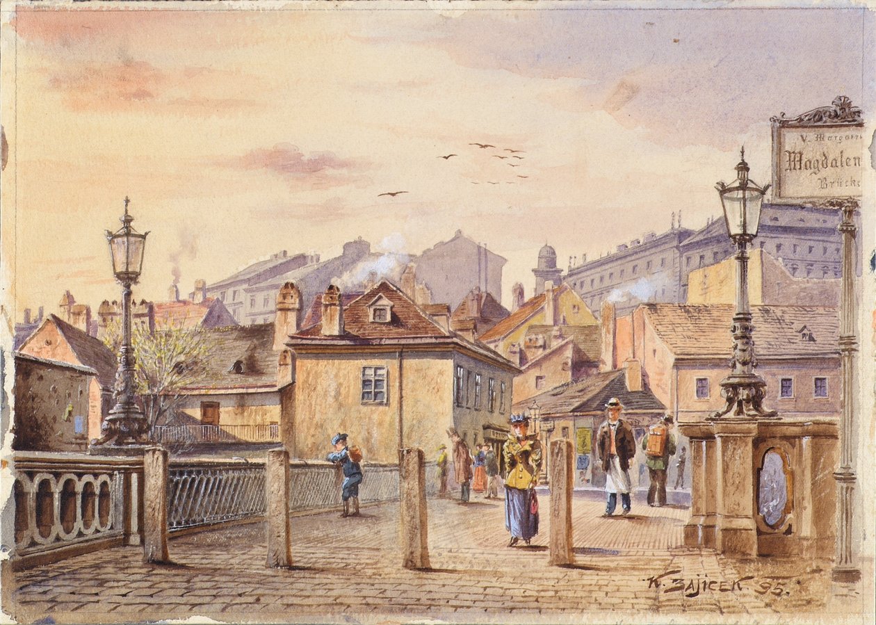A ponte Magdalenen sobre o rio Viena de Karl Wenzel Zajicek