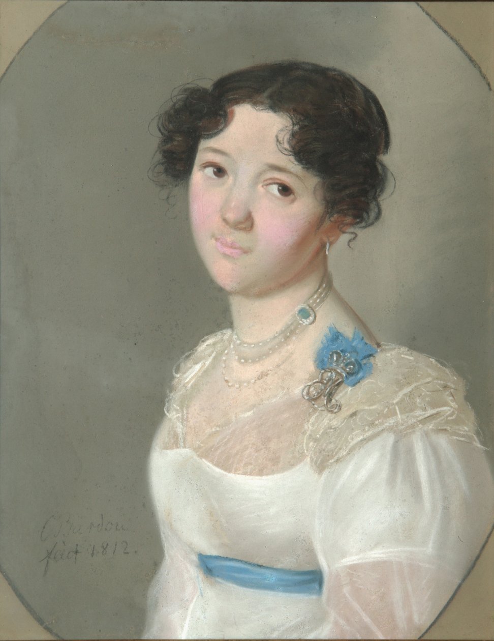 Retrato da condessa Agrafena Yuryevna Obolenskaya 1789-1829, née Neledinskaya-Meletskaya, 1812 de Karl Wilhelm Bardou