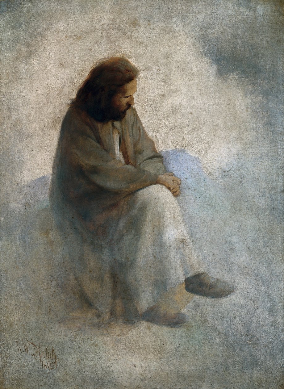 Auto-retrato como Cristo, por Diefenbach, Karl Wilhelm (1851-1913). Óleo sobre tela de Karl Wilhelm Diefenbach