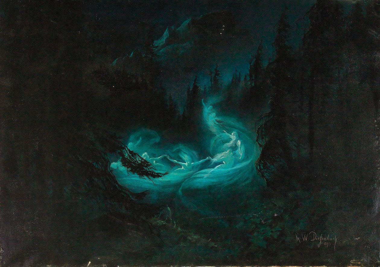A dança das fadas, 1895. de Karl Wilhelm Diefenbach