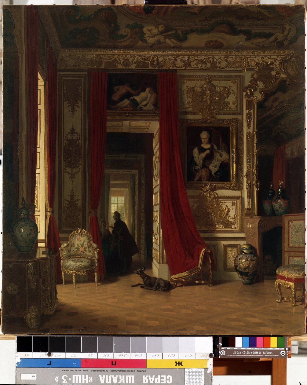 Interior. Pintura de Karl Zimmermann (1796-1820). Óleo sobre tela, 83 x 77 cm. Arte alemã do século XIX. Museu Estadual de Arte M.K. Ciurlionis, Kaunas (Lituânia). de Karl Zimmermann