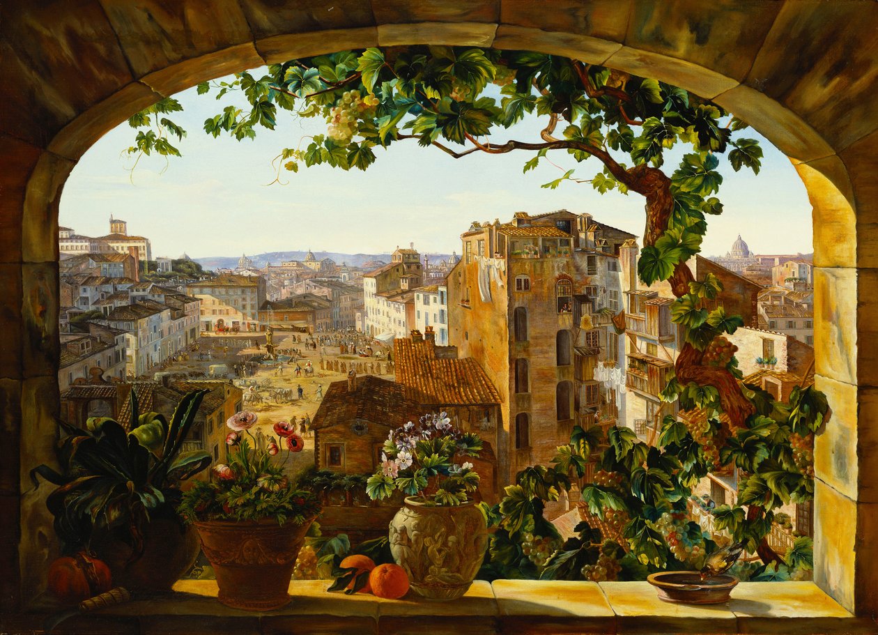 Piazza Barberini, Roma, 1830 de Karl von Bergen