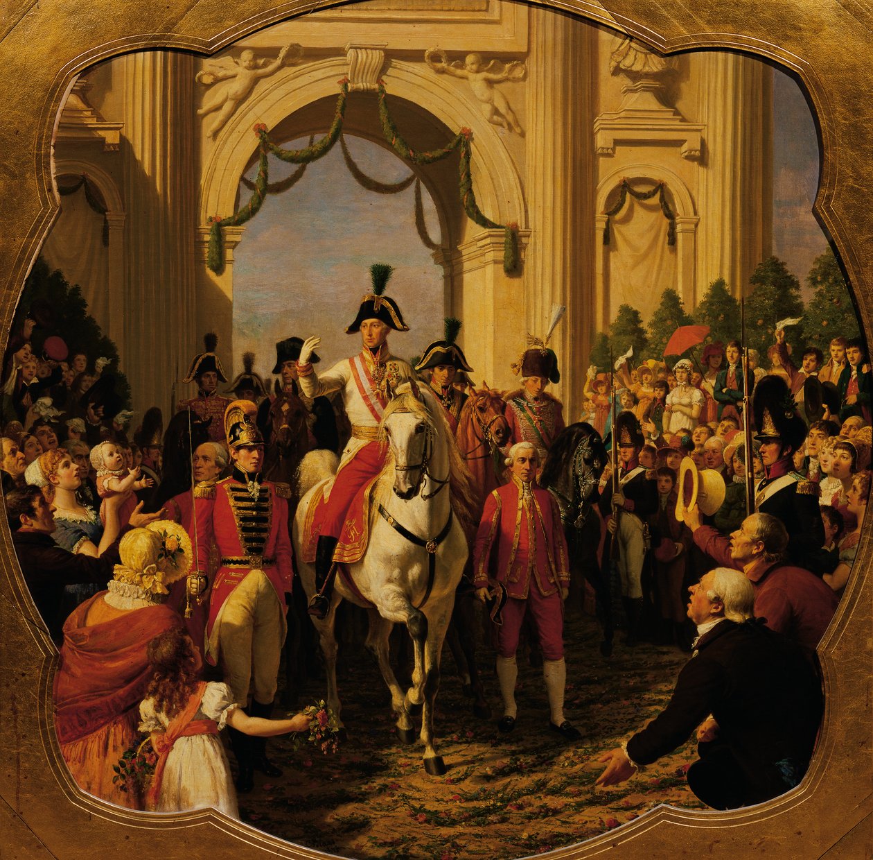 Entrada do imperador Franz I (II) da Áustria em Viena em 1814 de Karl von Blaas