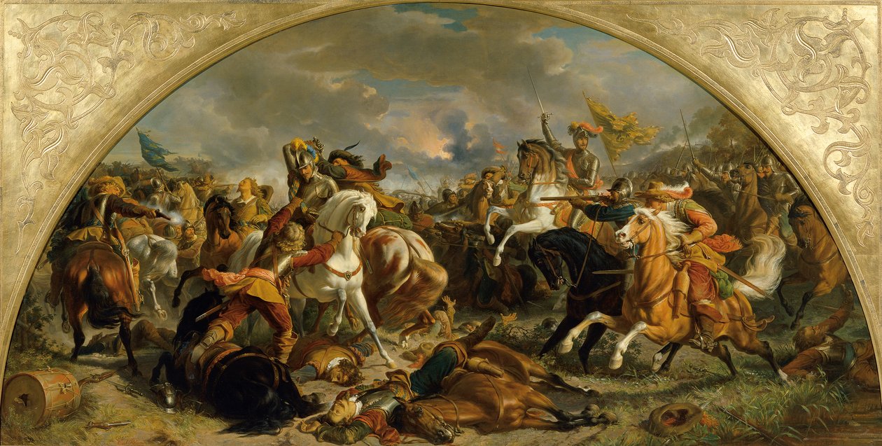 A vitória do exército austríaco sobre os suecos em Nördlingen, em 1634 de Karl von Blaas