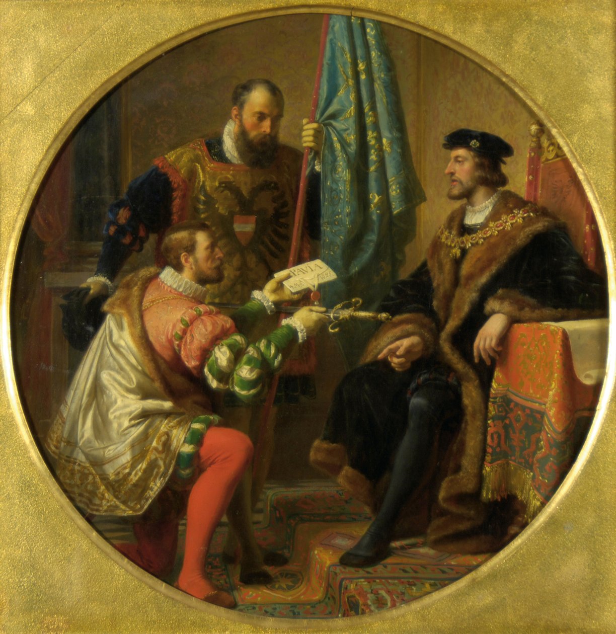 Imperador Carlos V e Rei Francisco I em Pavia 1525 de Karl von Blaas