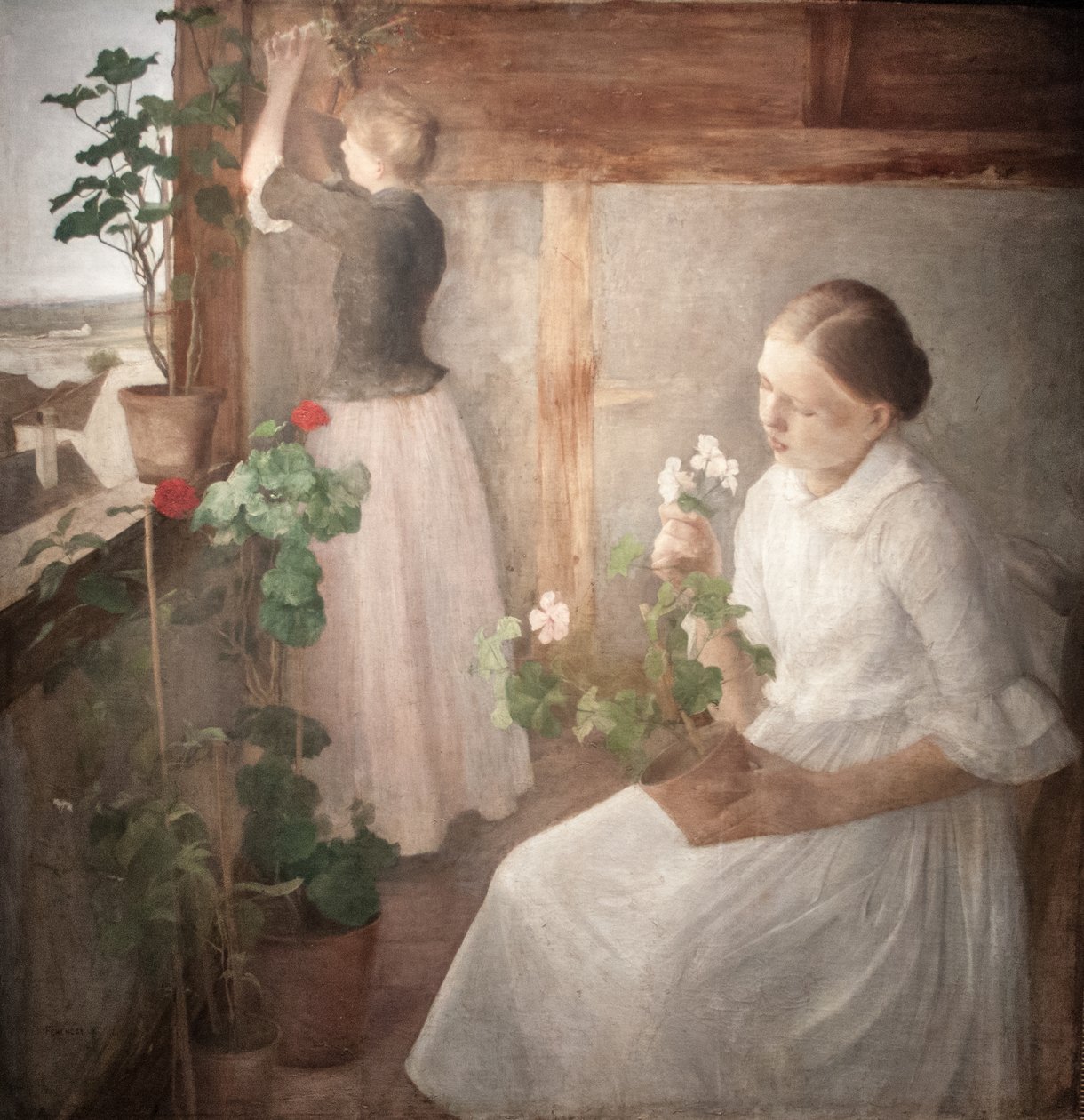 Leany está à procura de floresInglês: Girls_tending_flowersn de Károly Ferenczy