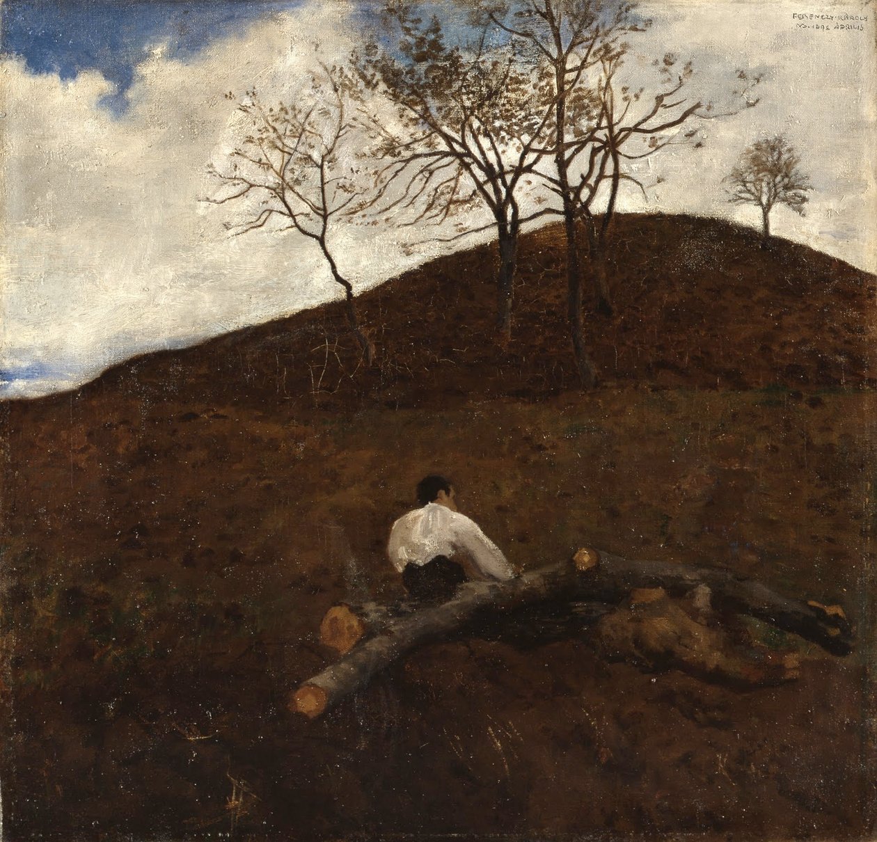 Paisagem na primavera com o monte da flor de Károly Ferenczy