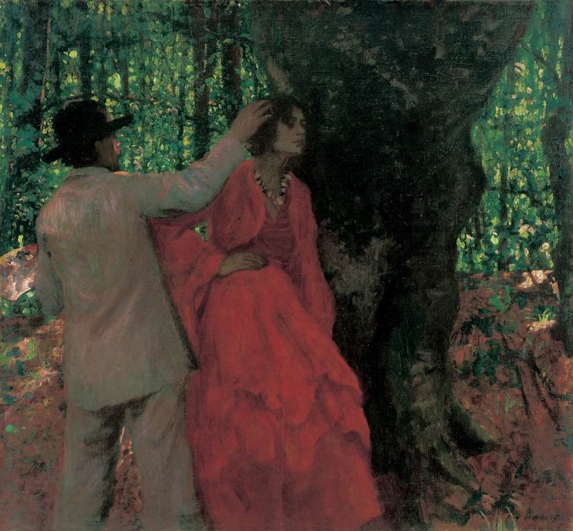 Pintor e modelo na floresta de Károly Ferenczy