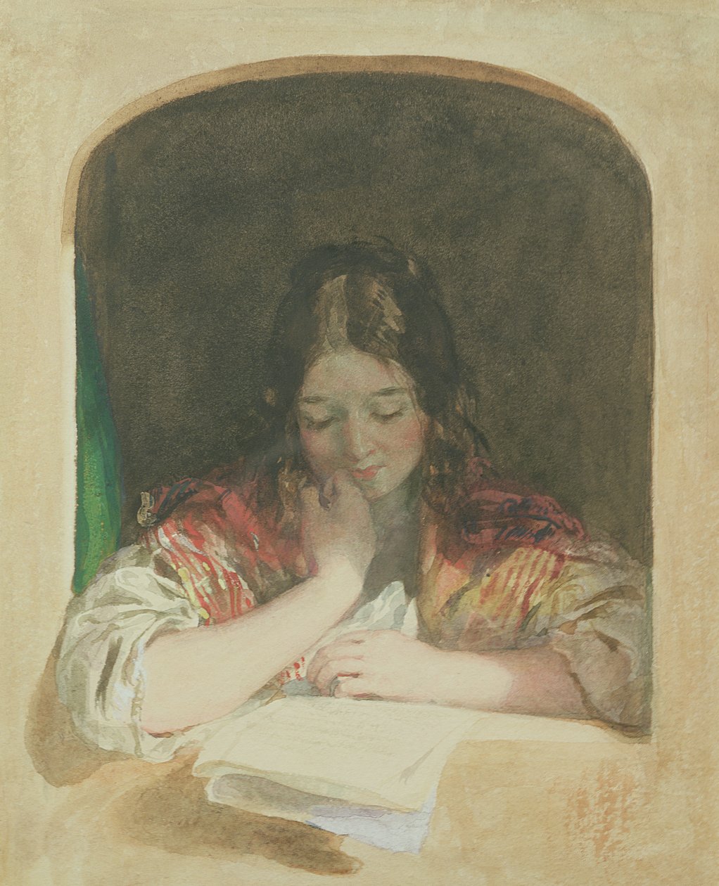 Menina, leitura, em, um, janela, 19o século de Karoly or Charles Brocky
