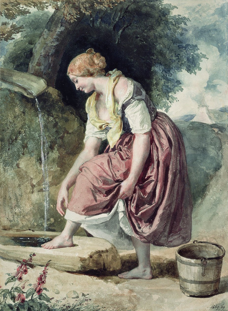 Menina em um canalização de Karoly or Charles Brocky