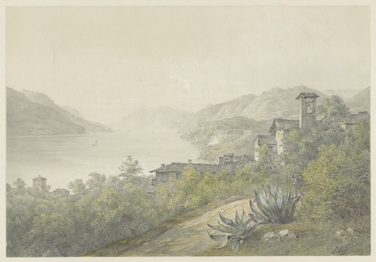 Vista do parque de Bellagio, no Lago Como de Karoly Lajos Libay