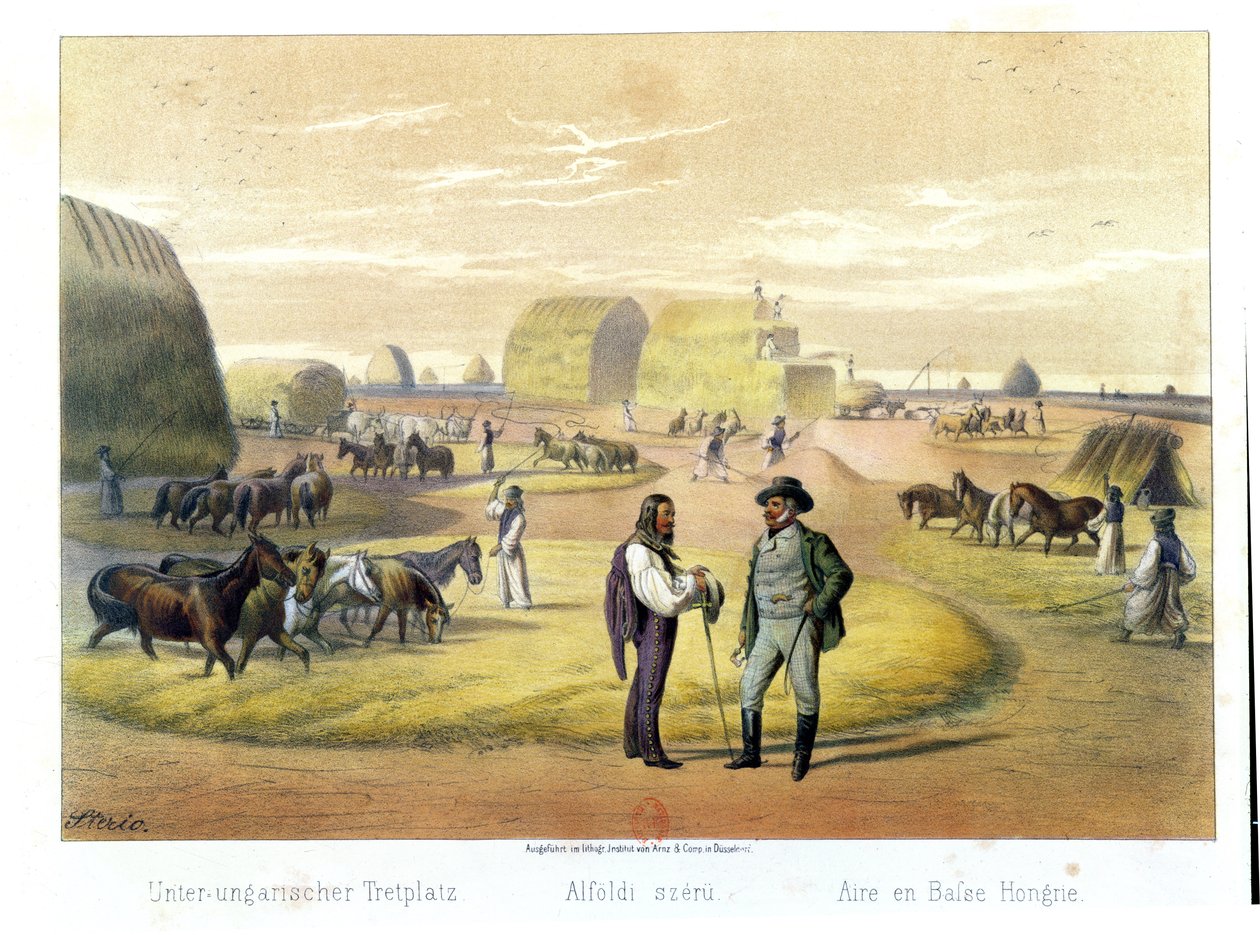 Debulha Trigo na Hungria, de um livro do Barão Pronay, Budapeste, 1855 de Karoly Sterio