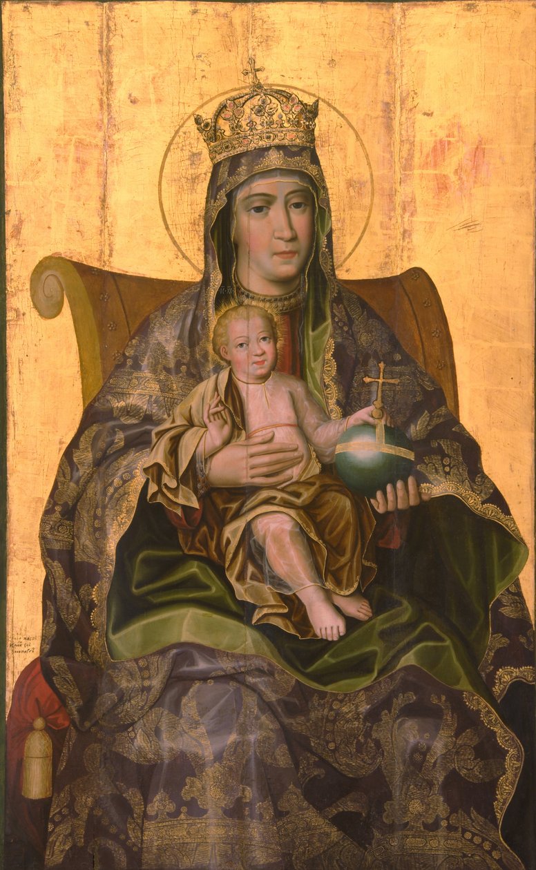 Virgem e Menino entronizados, década de 1690 de Karp Ivanovich Zolotaryov