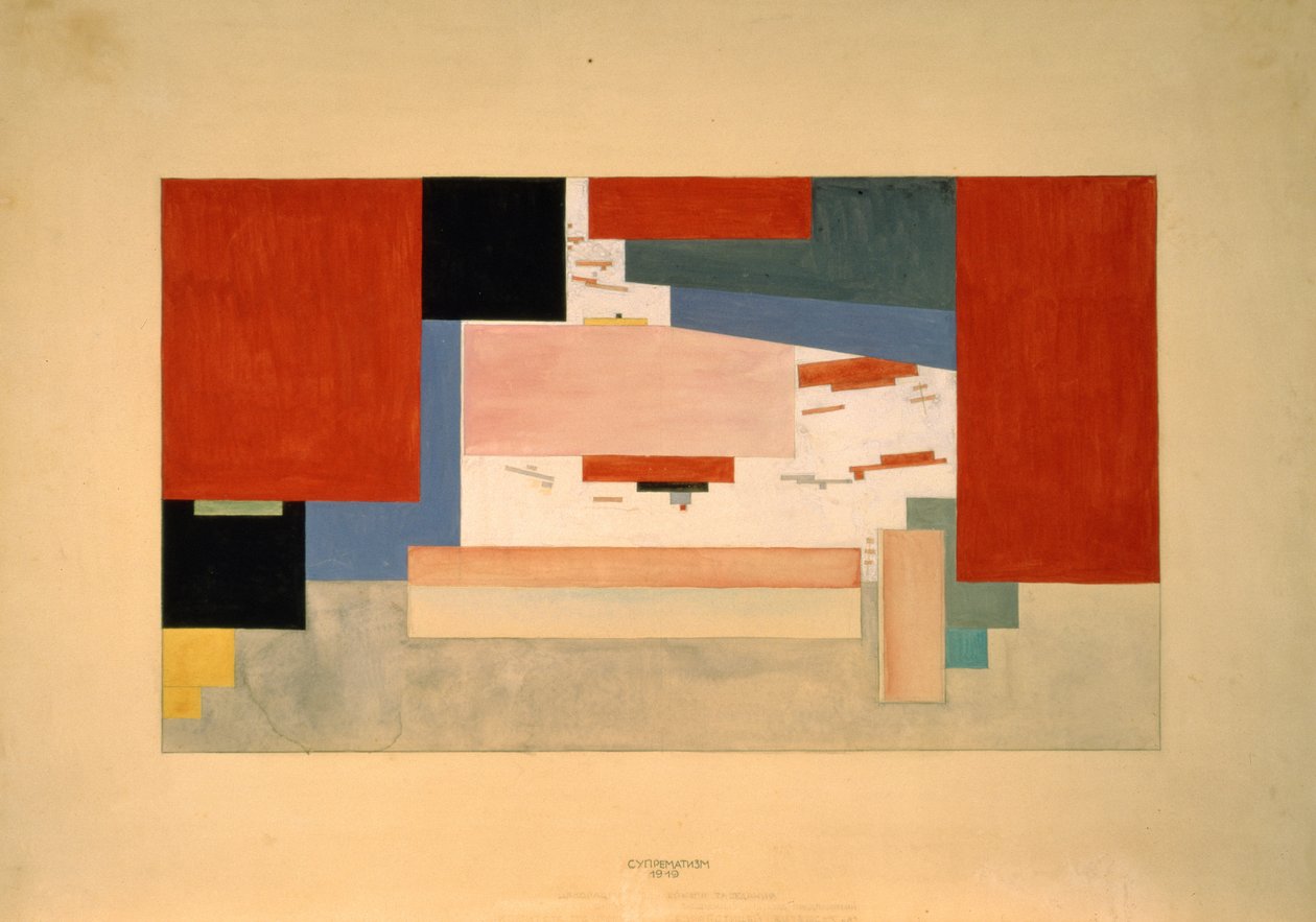Suprematismo, 1919 (lápis, wc e tinta no papel) de Kasismir and Lisitzky, El Malevich