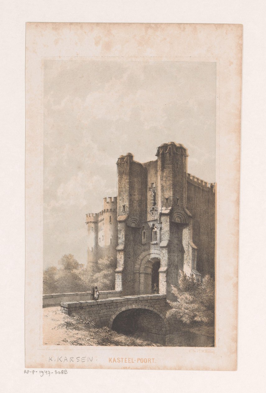 Portão da cidade no século XIII Portão do castelo (século XIII) (título no objeto) de Kasparus Karsen