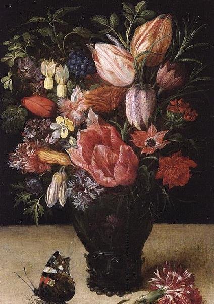 Ainda vida de flores, 1620-21 (óleo em cobre) de Kasper or Gaspar van den Hoecke