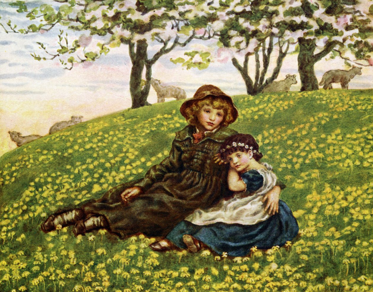 Irmão e irmã por Kate Greenaway. de Kate Greenaway