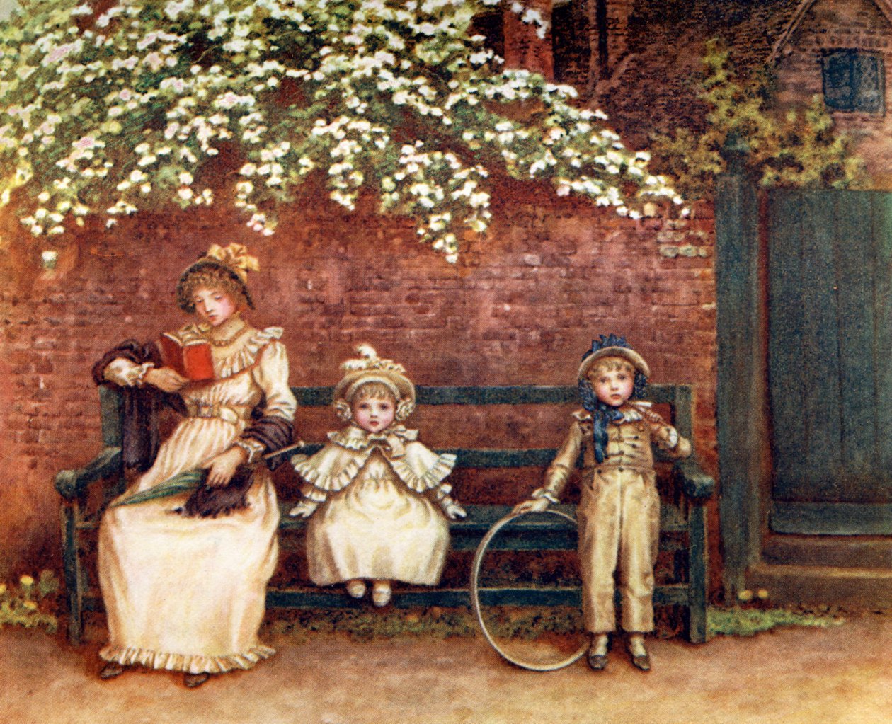 O banco do jardim por Kate Greenaway. de Kate Greenaway