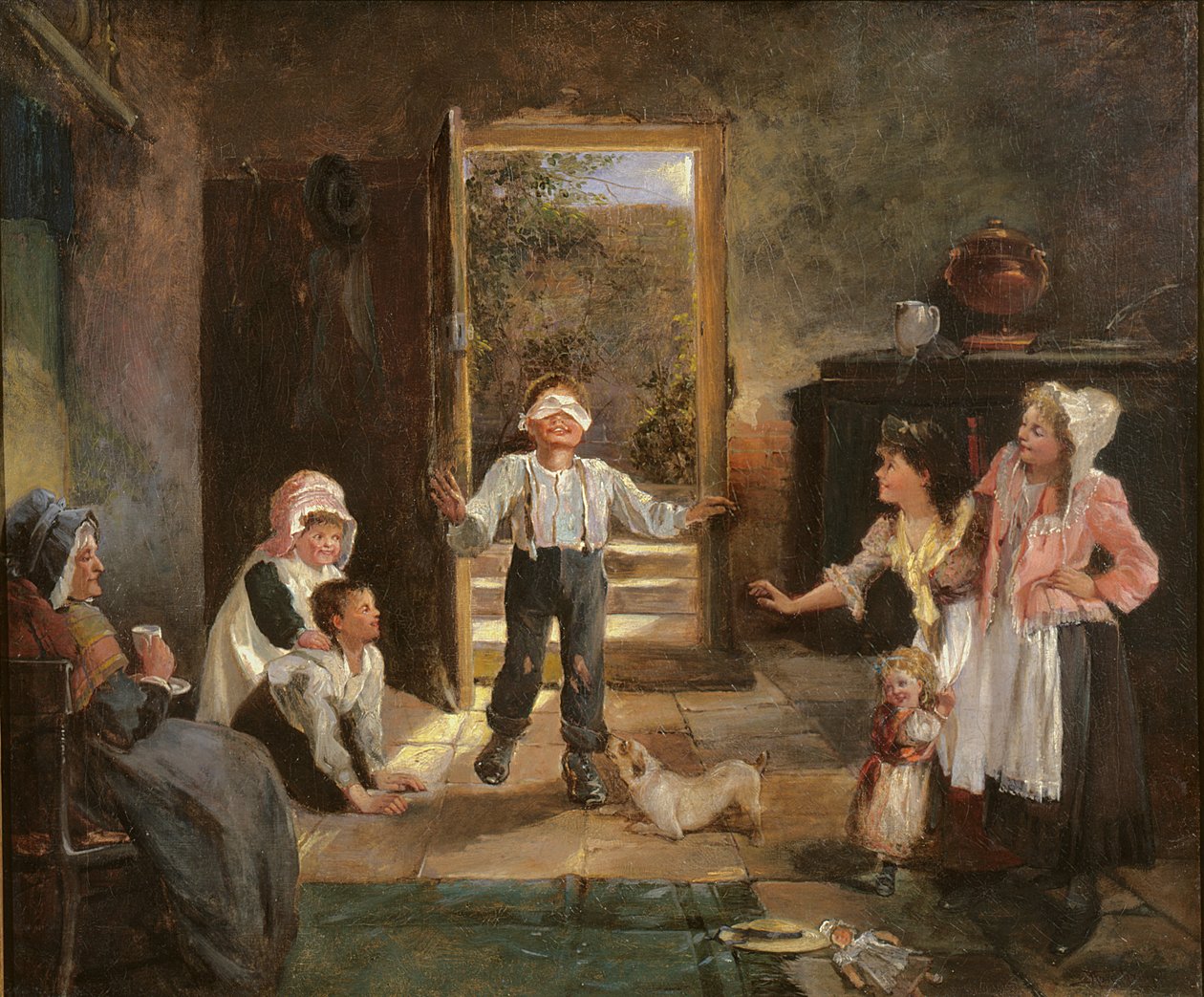 Crianças jogando cego mans buff de Kate Gray