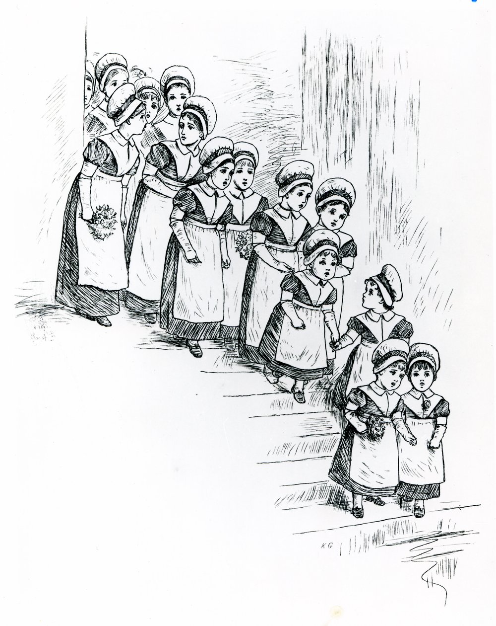 Crianças caridosas, c.1880 (gravura) de Kate Greenaway