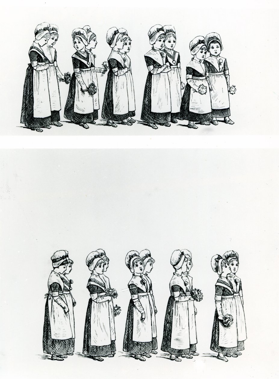 Crianças caridosas, c.1880 (gravura) de Kate Greenaway