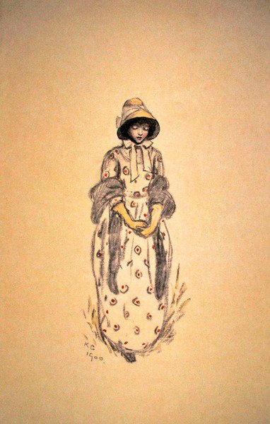 Rapariga com capota e xaile de Kate Greenaway