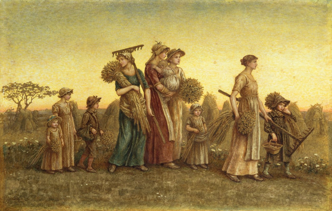 Gleaners Going Home (aquarela a bordo) de Kate Greenaway
