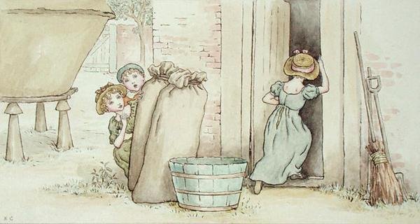 Esconder e procurar (aguarela sobre papel) de Kate Greenaway