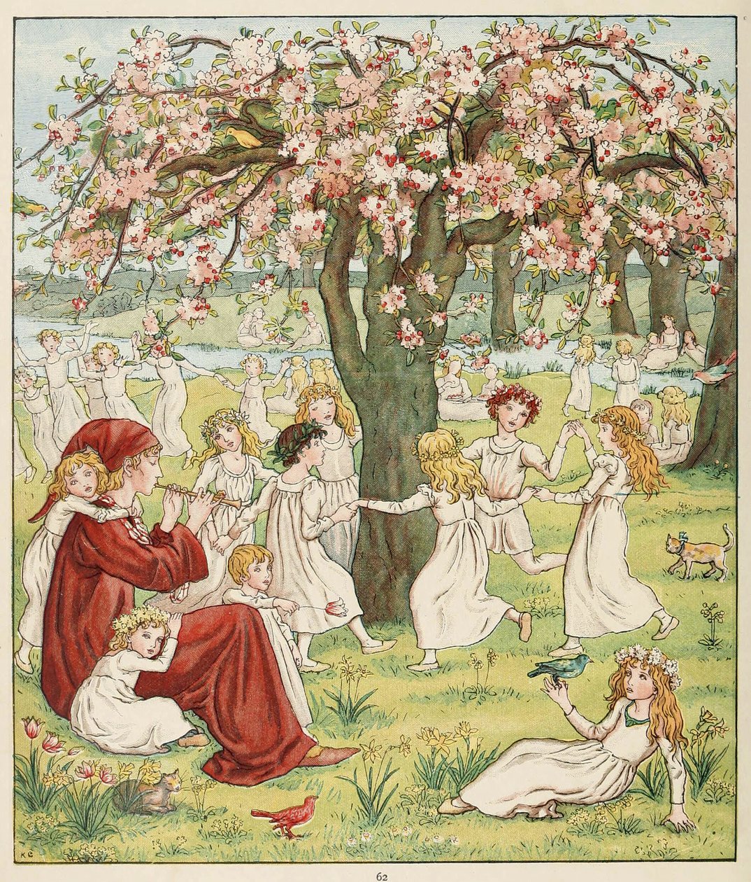 Como os seus filhos foram roubados, do Pied Piper of Hamelin, pub. 1888 (cor litho) de Kate Greenaway