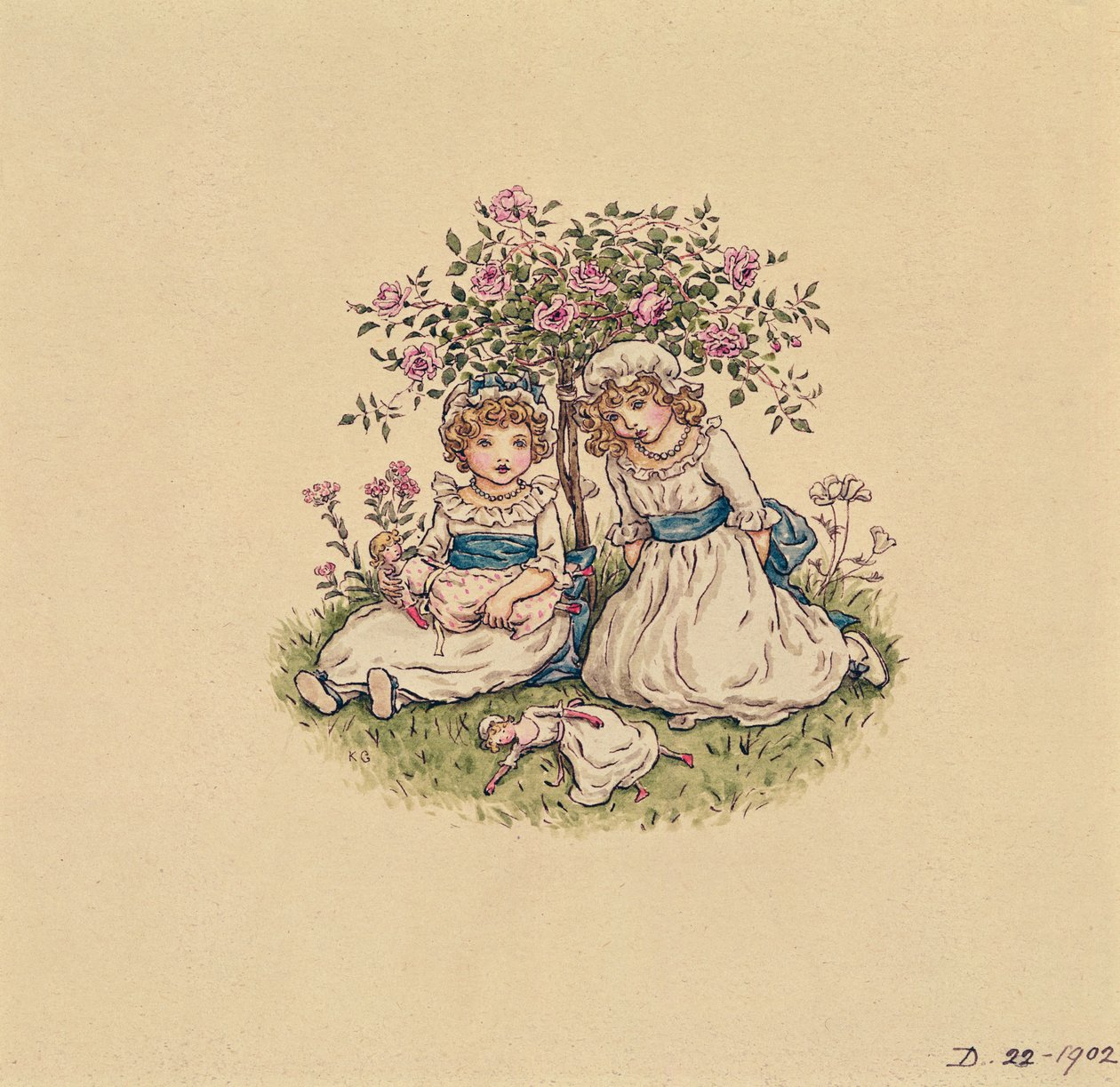 Ilustração para St. Valentines Day 1902 (wc no papel) de Kate Greenaway