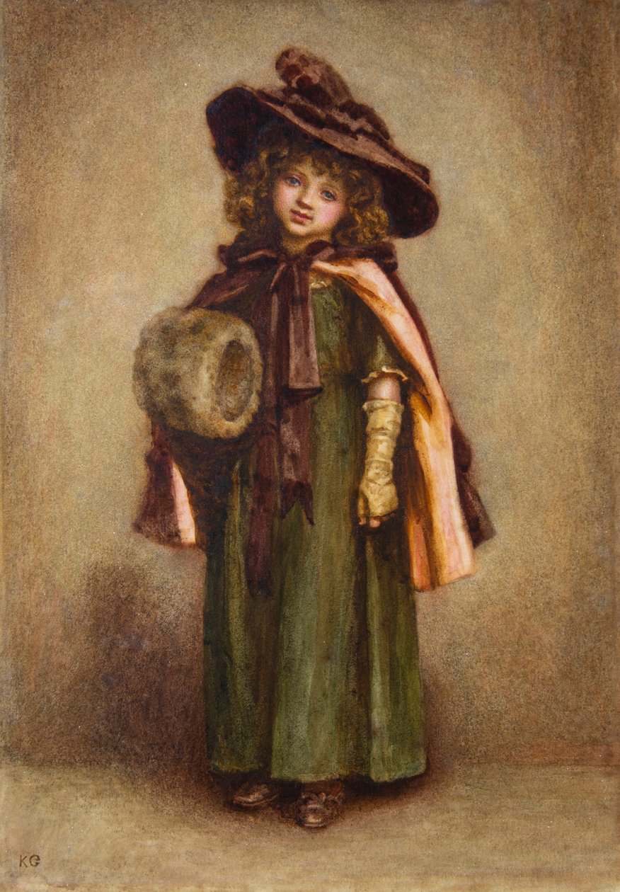 Menina com abafador (aguarela) de Kate Greenaway