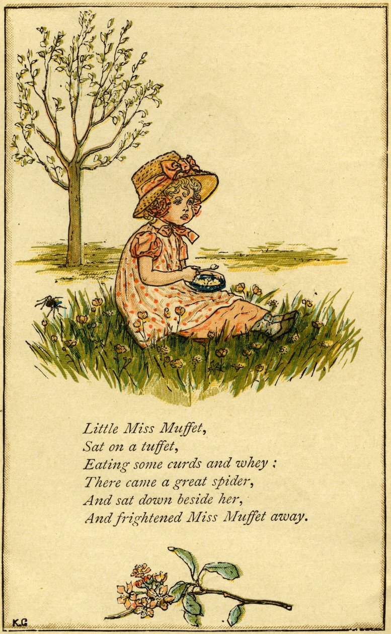 A pequena Miss Muffet ilustrada de Kate Greenaway