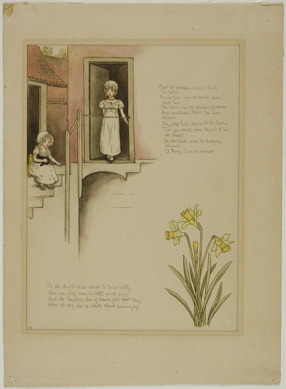 Estudo para From Wonder World, de Marigold Garden de Kate Greenaway