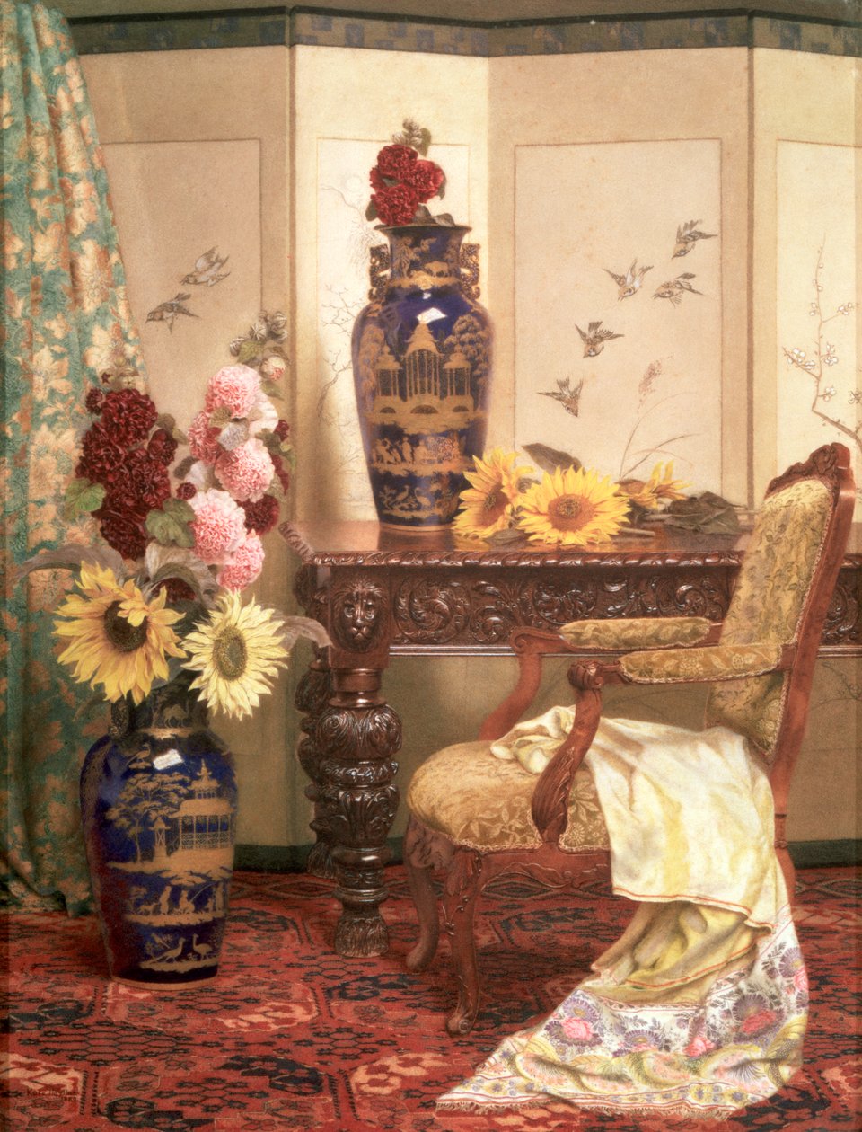 "Sunflowers and hollyhocks", 1889 de Kate Hayllar