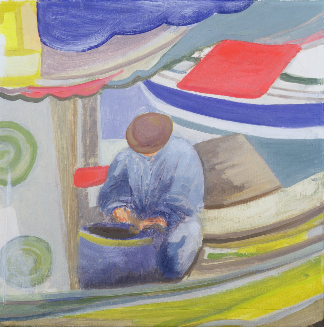 Pescador grego no fim do dia (óleo sobre tela) de Kate Yates