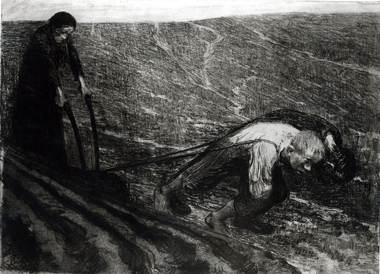 Arado-puxador e mulher, 1902 de Käthe Kollwitz