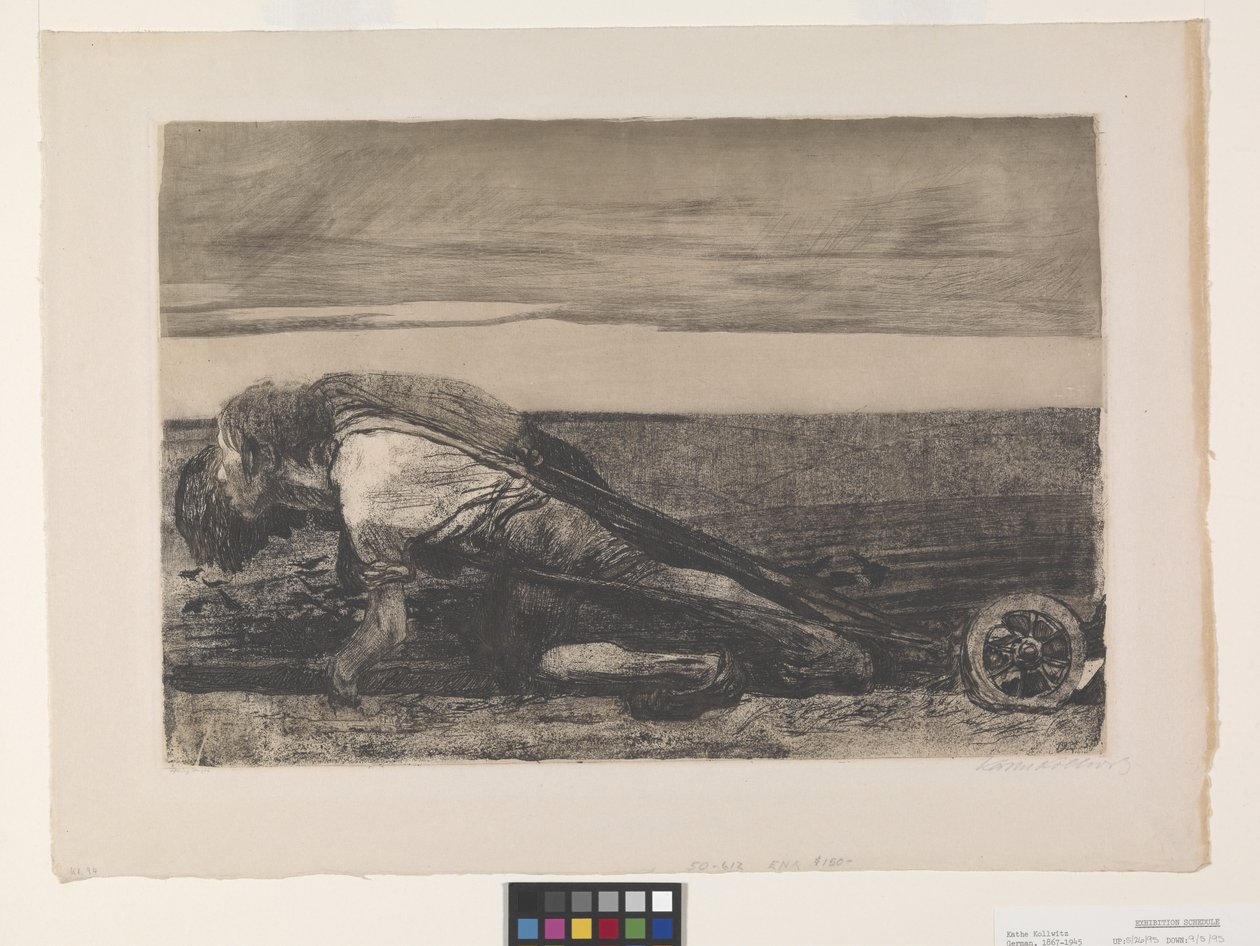 Die Pflüger (Os Plowmen) (gravura e aquatint on chine collé) de Käthe Kollwitz