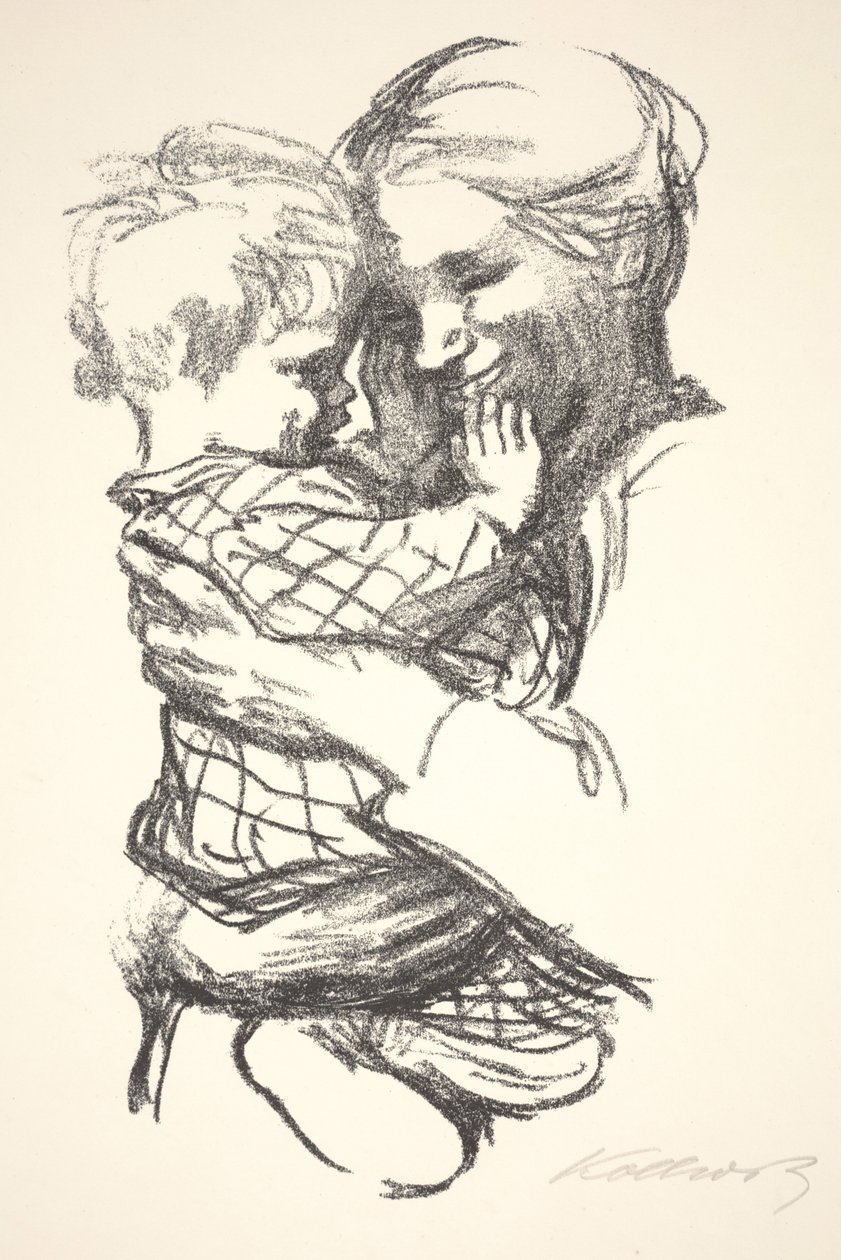 Mãe com um filho nos braços de Käthe Kollwitz