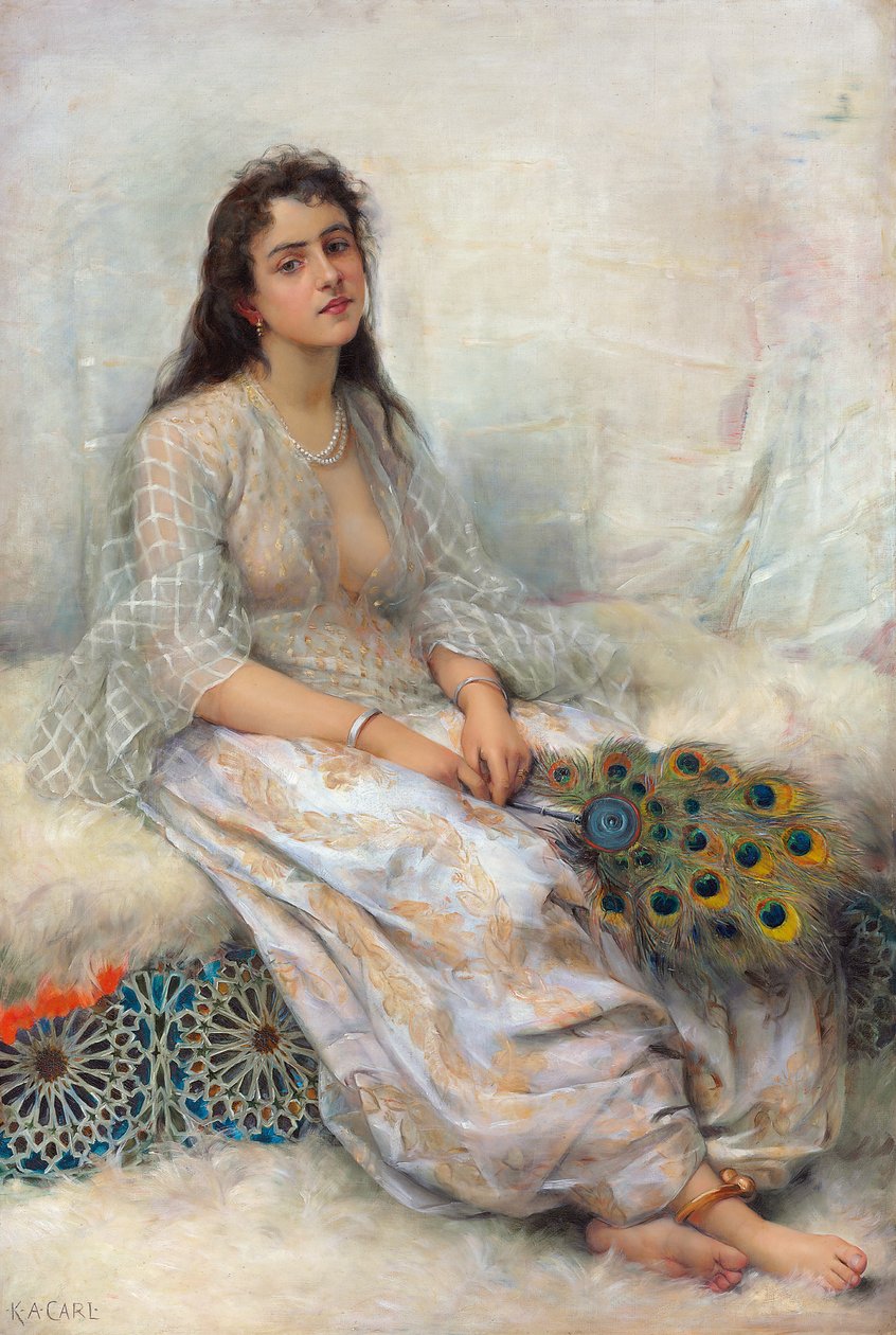 Uma beleza oriental (óleo sobre tela) de Katherine Augusta Carl